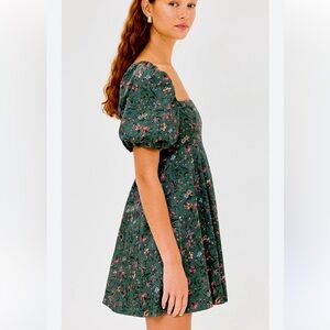 Hill House Mini Dress in Forest Green Floral